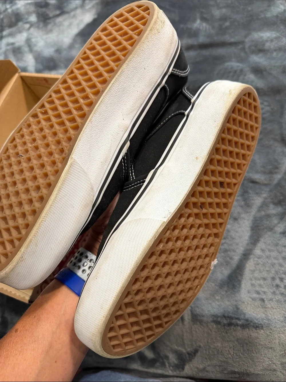 Vans Black Canvas Slip-On Loafers with White Sole - Picture 6 of 7